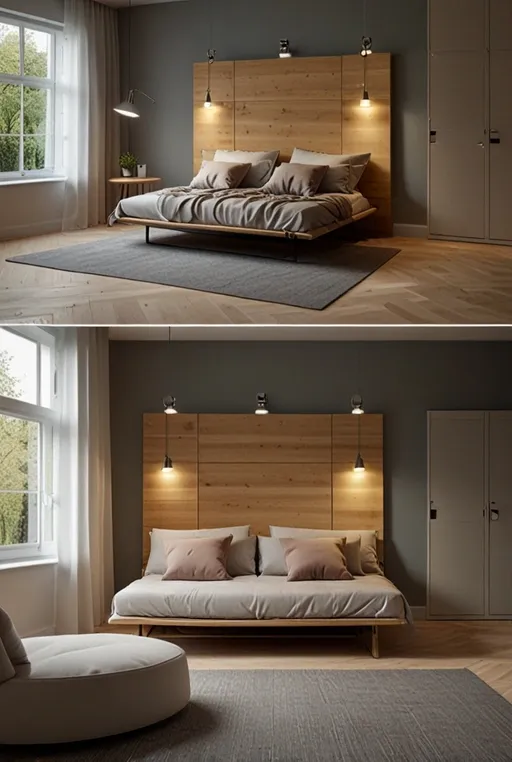 12. Fold-Down Wall Bed for Extra Sleeping Space