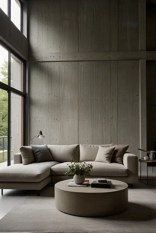 19. Scandinavian Living Room with Modern Concrete Elements
