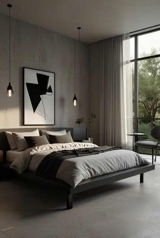 2. Modern Minimalist Bedroom with Monochrome Scheme