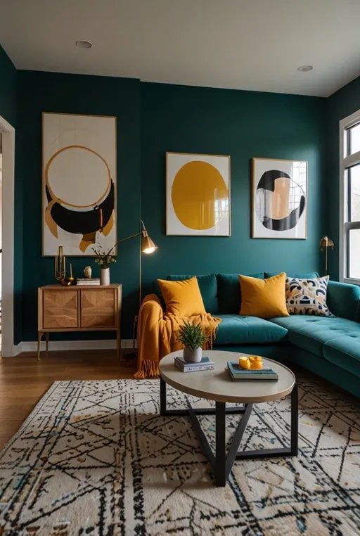 20. Small Living Room with Accent Wall