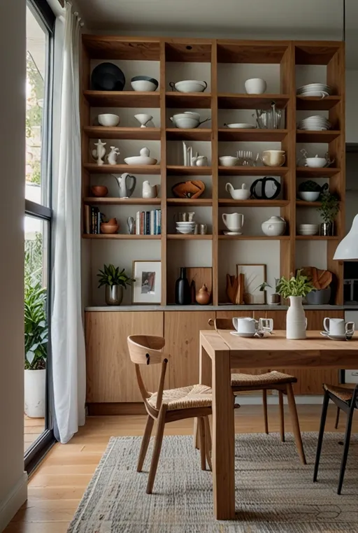 7. Open Shelving for Kitchen and Living Room Combo