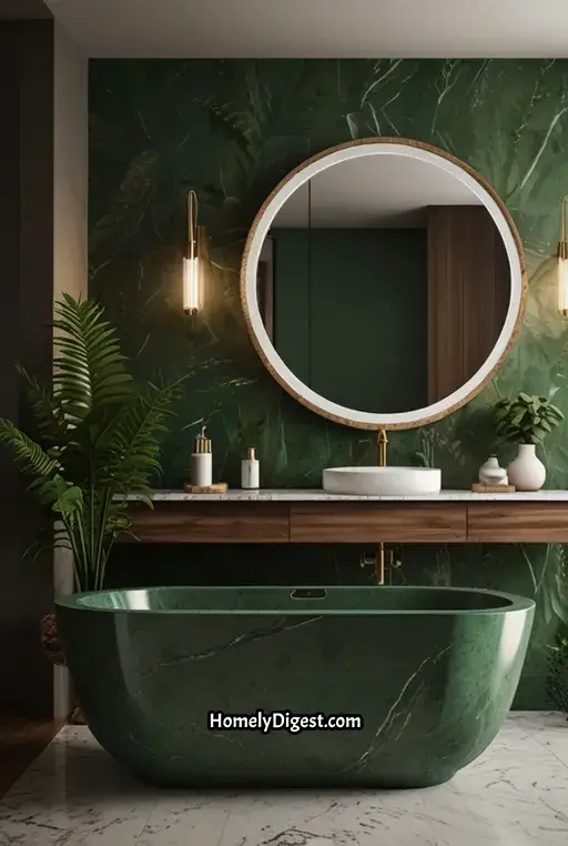 1. Calm Green Spa Inspired Bathroom