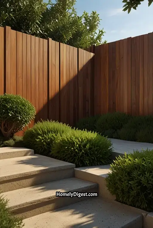 1. Contemporary Wooden Fence with Lush Greenery