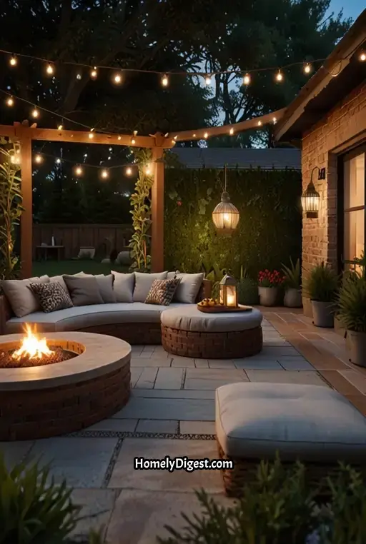1. Cozy Patio with Outdoor Sofa and Fire Pit