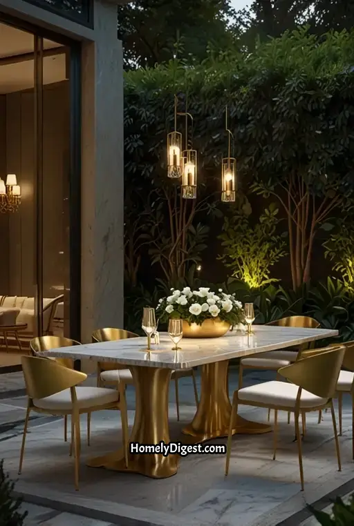 10. Elegant Dining with Marble Accents