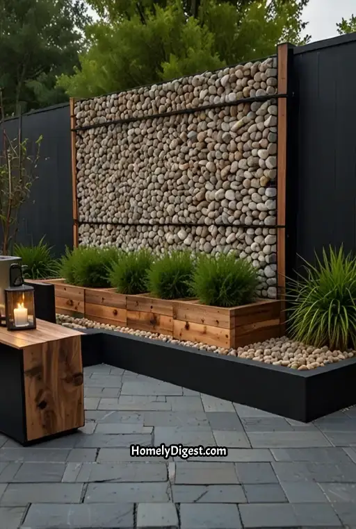10. Gabion Wall with Natural Stones