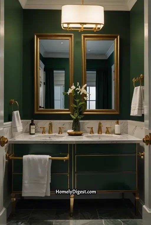 10. Green and Gold Luxury Bathroom