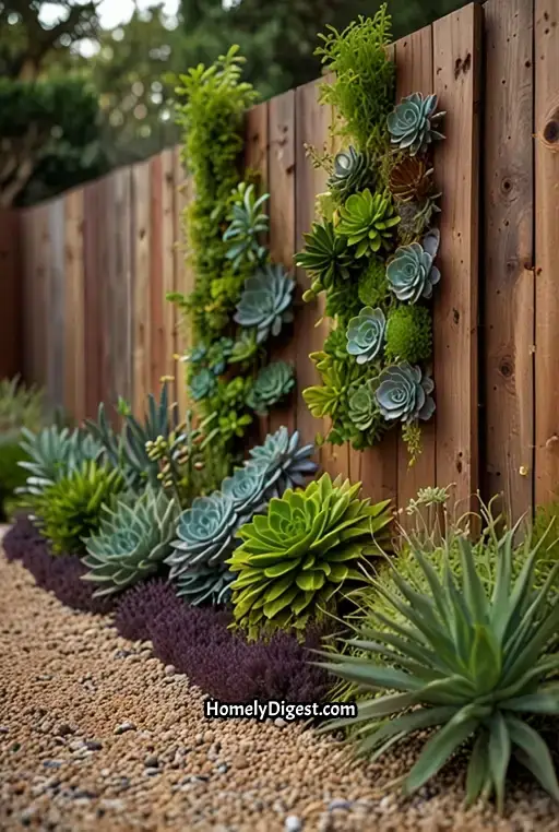 10. Vertical Garden Fence with Succulents
