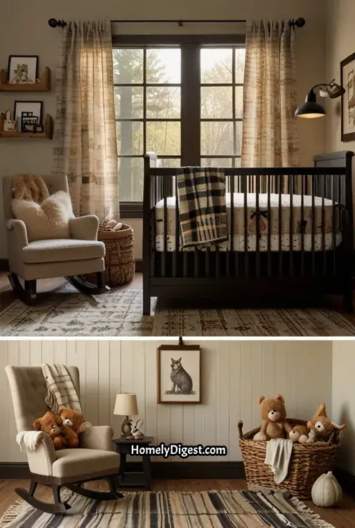 11. Cozy Rustic Nursery with Wooden Elements