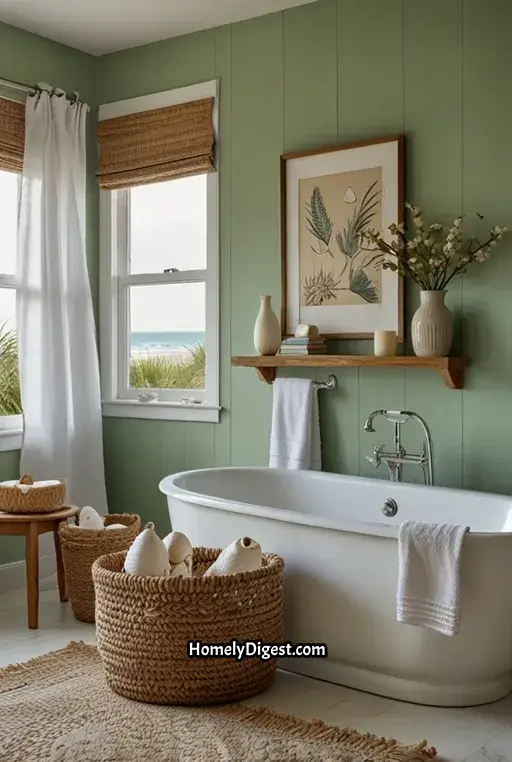 11. Green Beach Inspired Bathroom