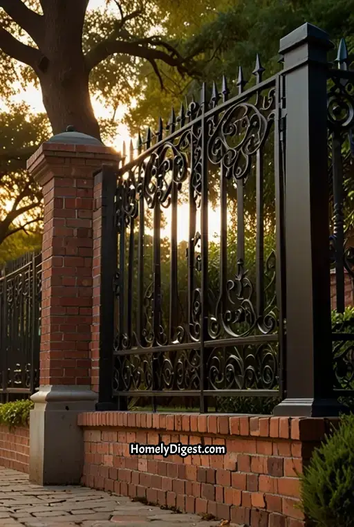 11. Wrought Iron and Brick Fence Combination