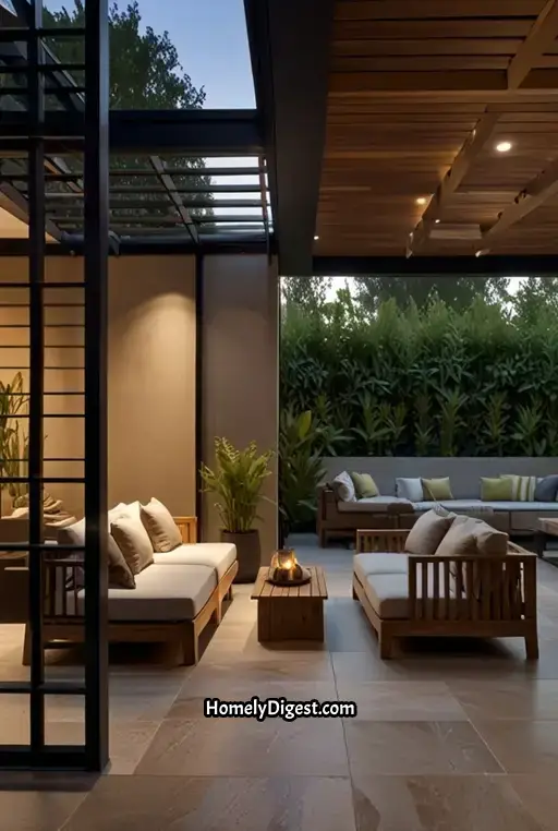 12. Patio with Modern Pergola and Glass Railings