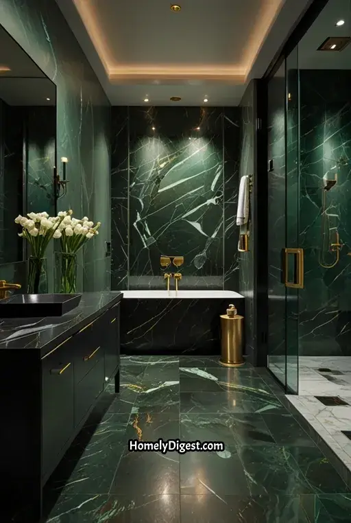 13. Green Luxury Marble Bathroom