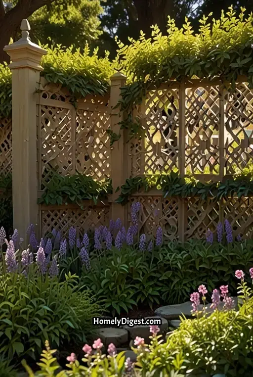 14. Classic Lattice Fence with Climbing Vines