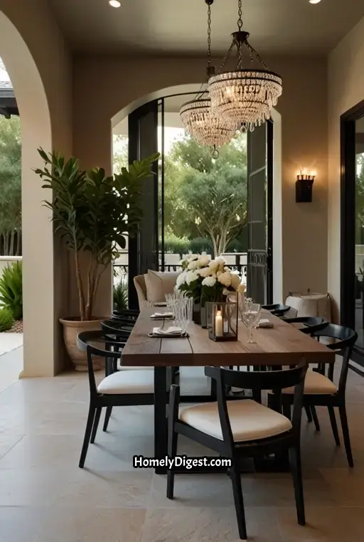 16. Luxurious Dining Under a Covered Patio