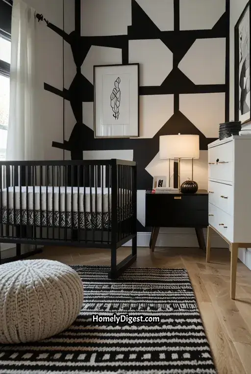 16. Sophisticated Black and White Nursery