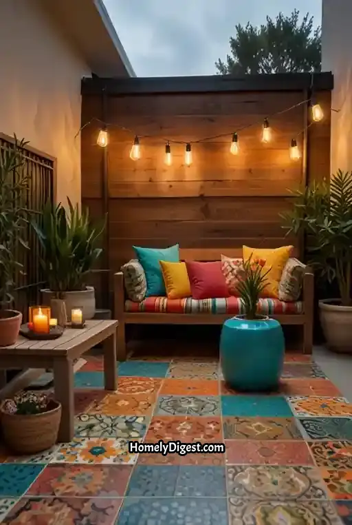 17. Colorful Patio with Patterned Tiles