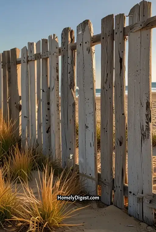 17. Whitewashed Wooden Fence with Coastal Charm
