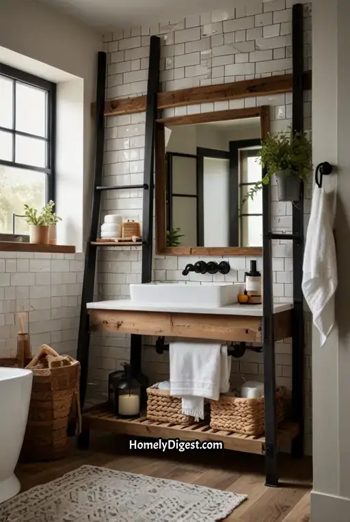18. Modern Farmhouse Bathroom with Subway Tile Shower
