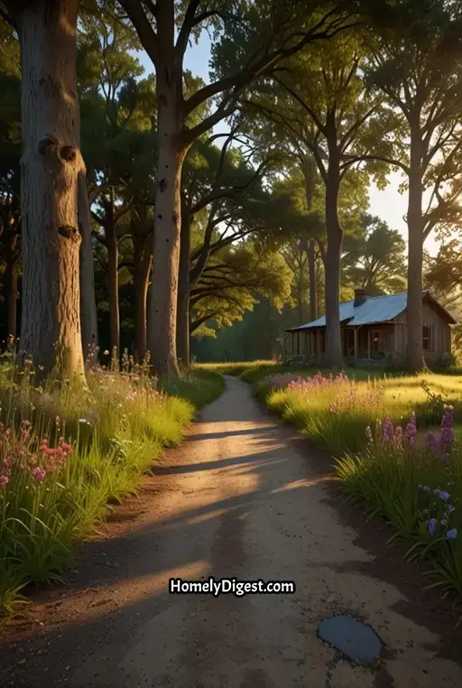 18. Naturalistic Driveway with Wildflowers and Mature Trees