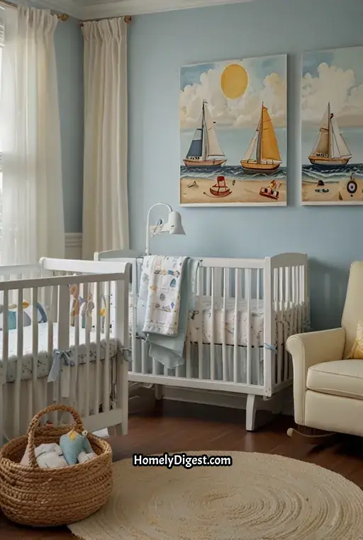 18. Nautical Pastel Nursery with Subtle Ocean Hues