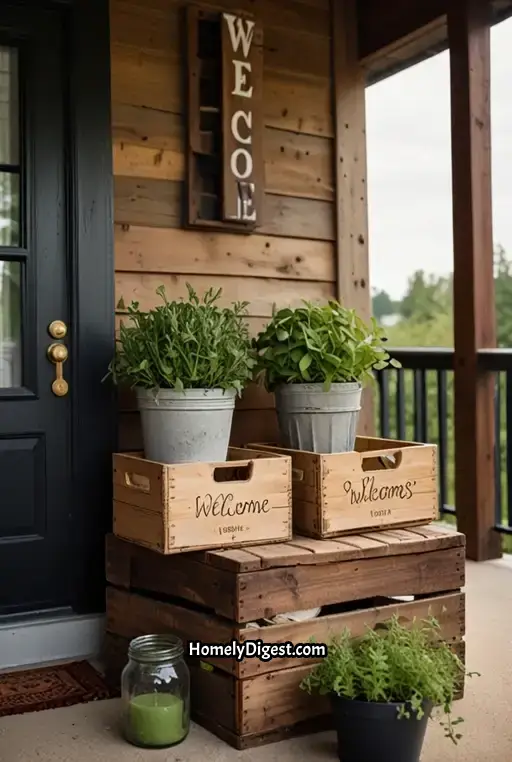 18. Wooden Crates and Fresh Herbs