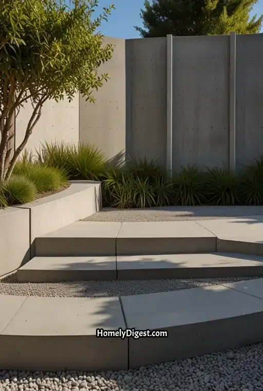 21. Sculptural Concrete and Steel Privacy Fence
