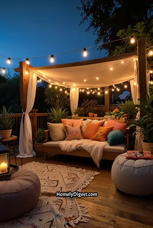 22. Boho Deck with Tented Canopy and Plush Seating