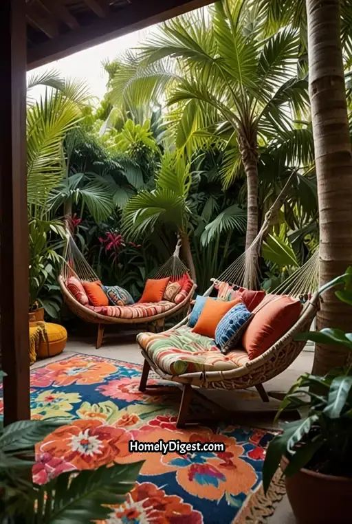 22. Tropical Patio with Palm Trees and Hammock