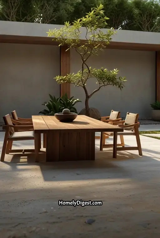 22. Zen Inspired Outdoor Dining with Water Feature