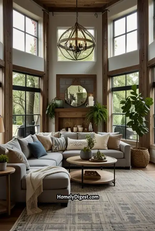 23. Farmhouse Living Room with Galvanized Metal Accents