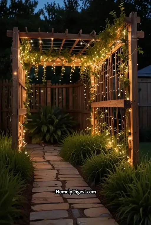 24. Privacy Fence with Trellis and Twinkling Lights