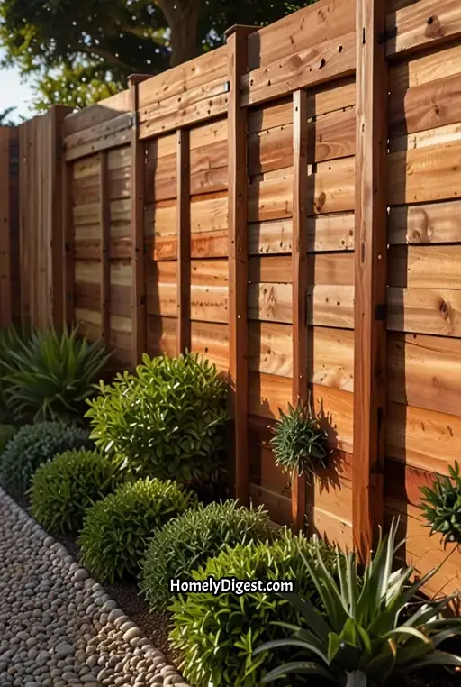 25. Customizable Wooden Privacy Fence with Sliding Panels