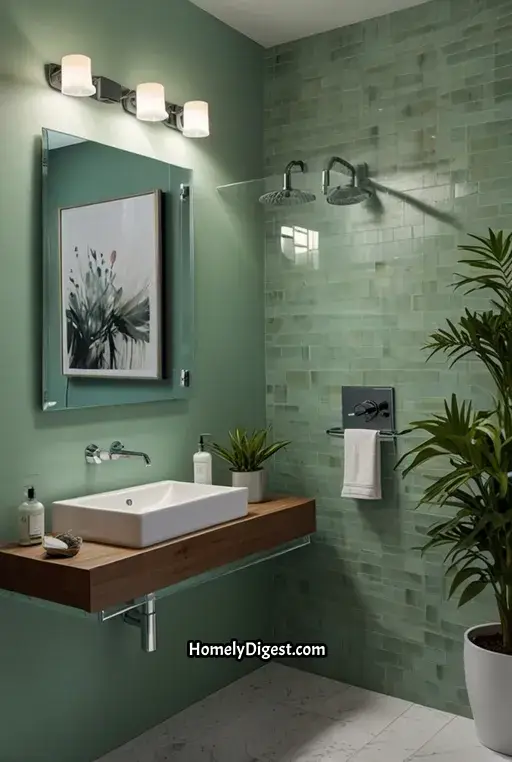3. Mint Green Modern Bathroom