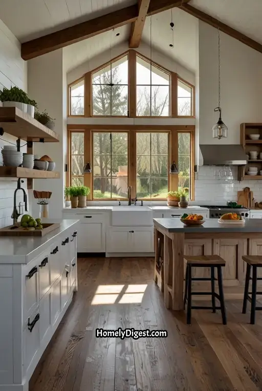 3. Modern Farmhouse Kitchen with White Shiplap Walls
