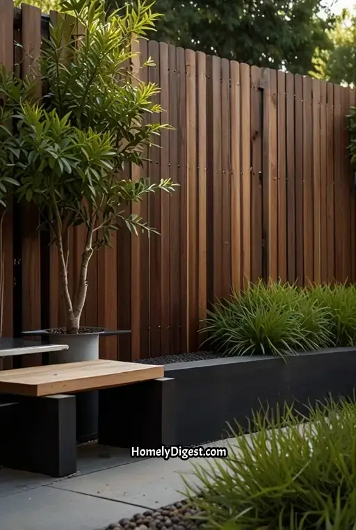 3. Modern Vertical Slat Privacy Fence