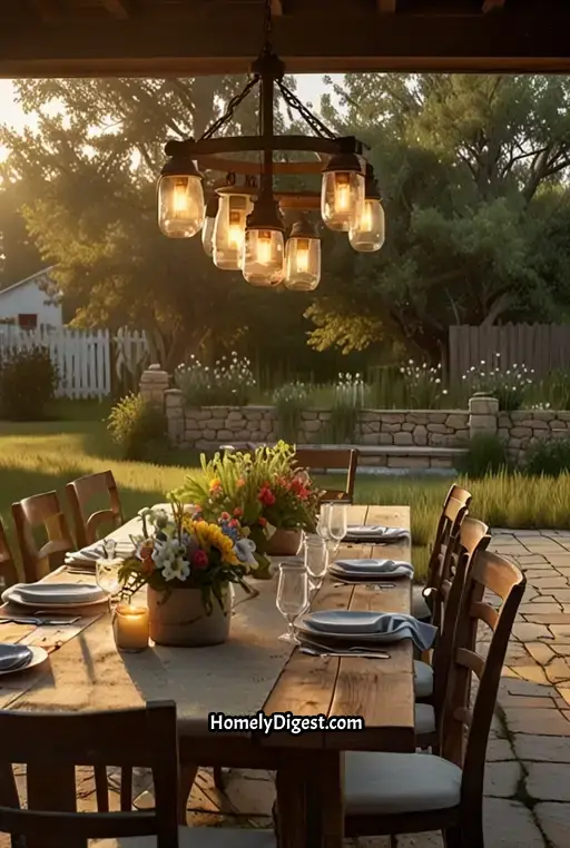 3. Rustic Farmhouse Dining on the Lawn