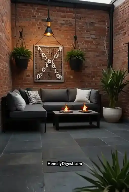 5. Industrial Patio with Concrete Seating