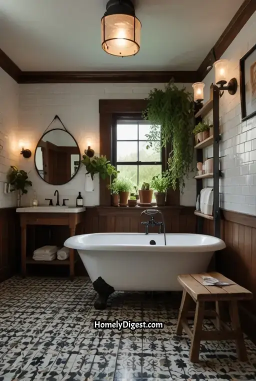 5. Modern Farmhouse Bathroom with Freestanding Tub
