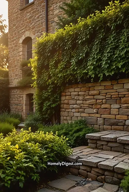 7. Classic Stone and Brick Privacy Wall