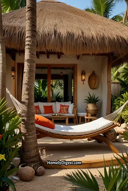 7. Tropical Patio with Palm Trees and Hammock