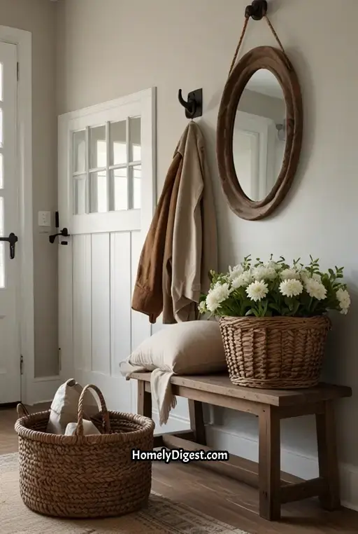 8. Entryway With a Vintage Wooden Bench