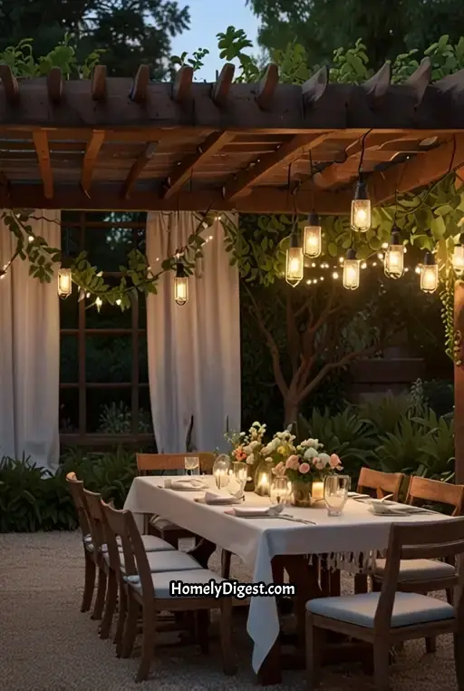 8. Garden Party Dining Under a Pergola