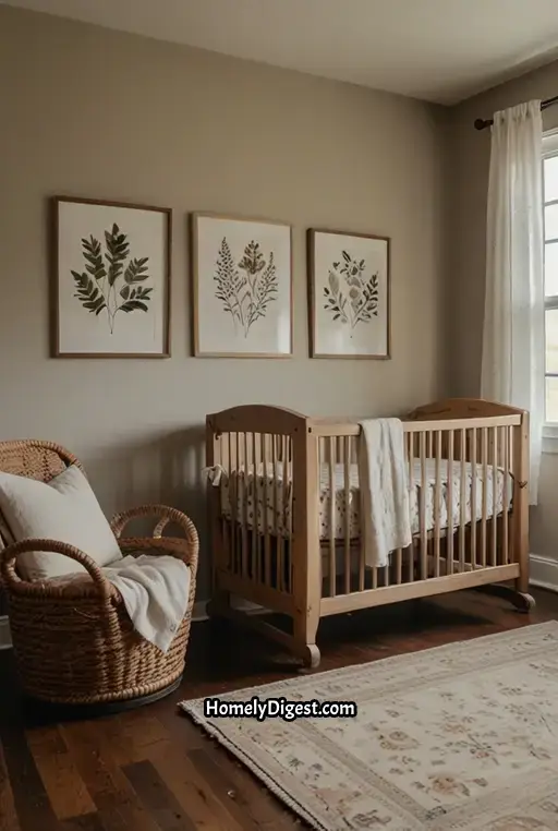 8. Rustic Farmhouse Nursery with Wooden Crib