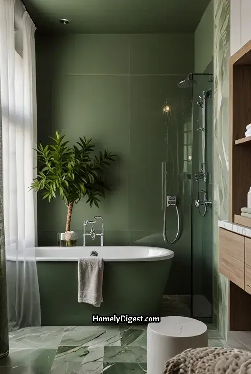 8. Sage Green and Marble Bathroom