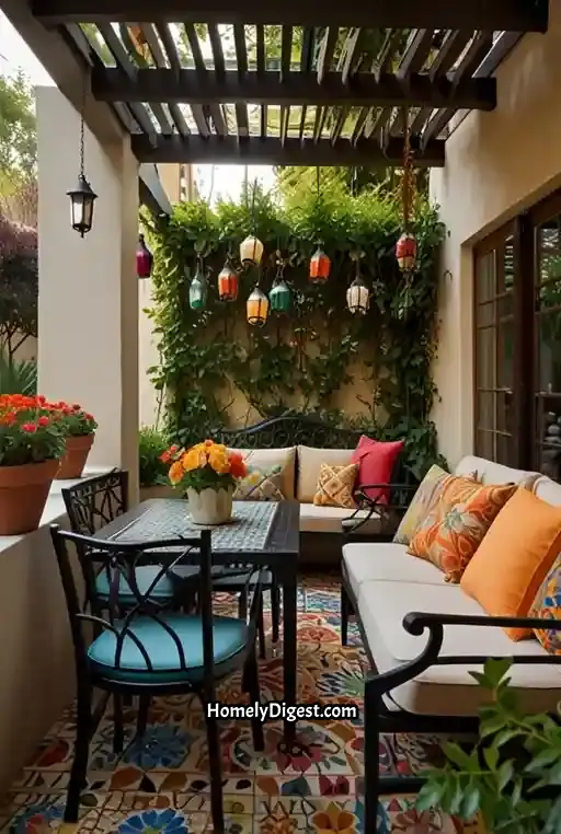 9. Artistic Patio with Mosaic Flooring