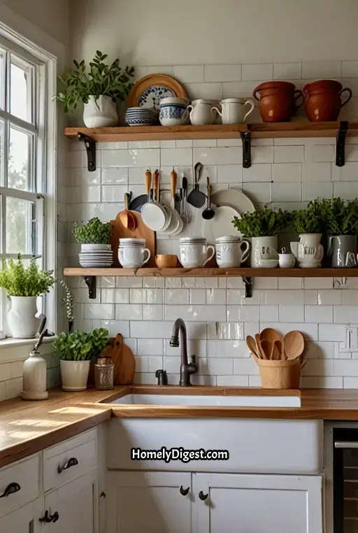 9. Farmhouse Kitchen with White Subway Tiles