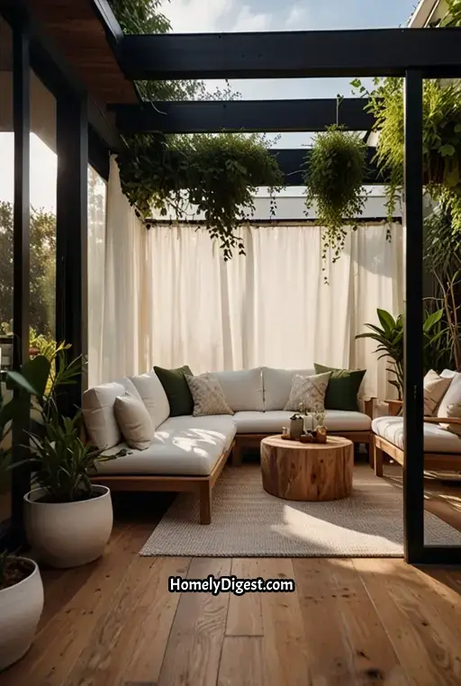 9. Modern Boho Deck with Minimalist Furniture