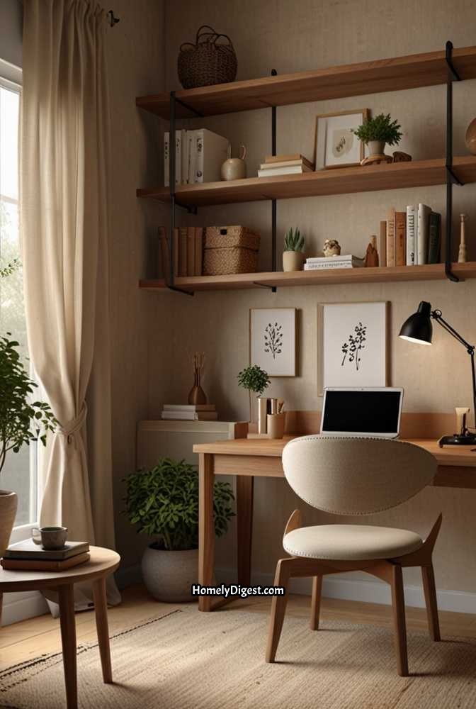 11. Japandi Home Office with Minimalist Elegance