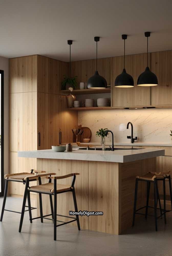 13. Japandi Kitchen with Functional Beauty
